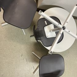 IKEA Minimalist Furniture Set - 3 Gray Chairs & 1 White Round Table