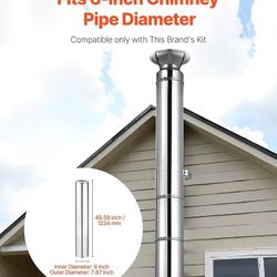 230*Double Wall Insulated Chimney Pipe, 6 x 48 inch Stainless Steel (Inner 316,Outer 304) Stove Straight Pipe, Easy Installation & Thick Insulation Co