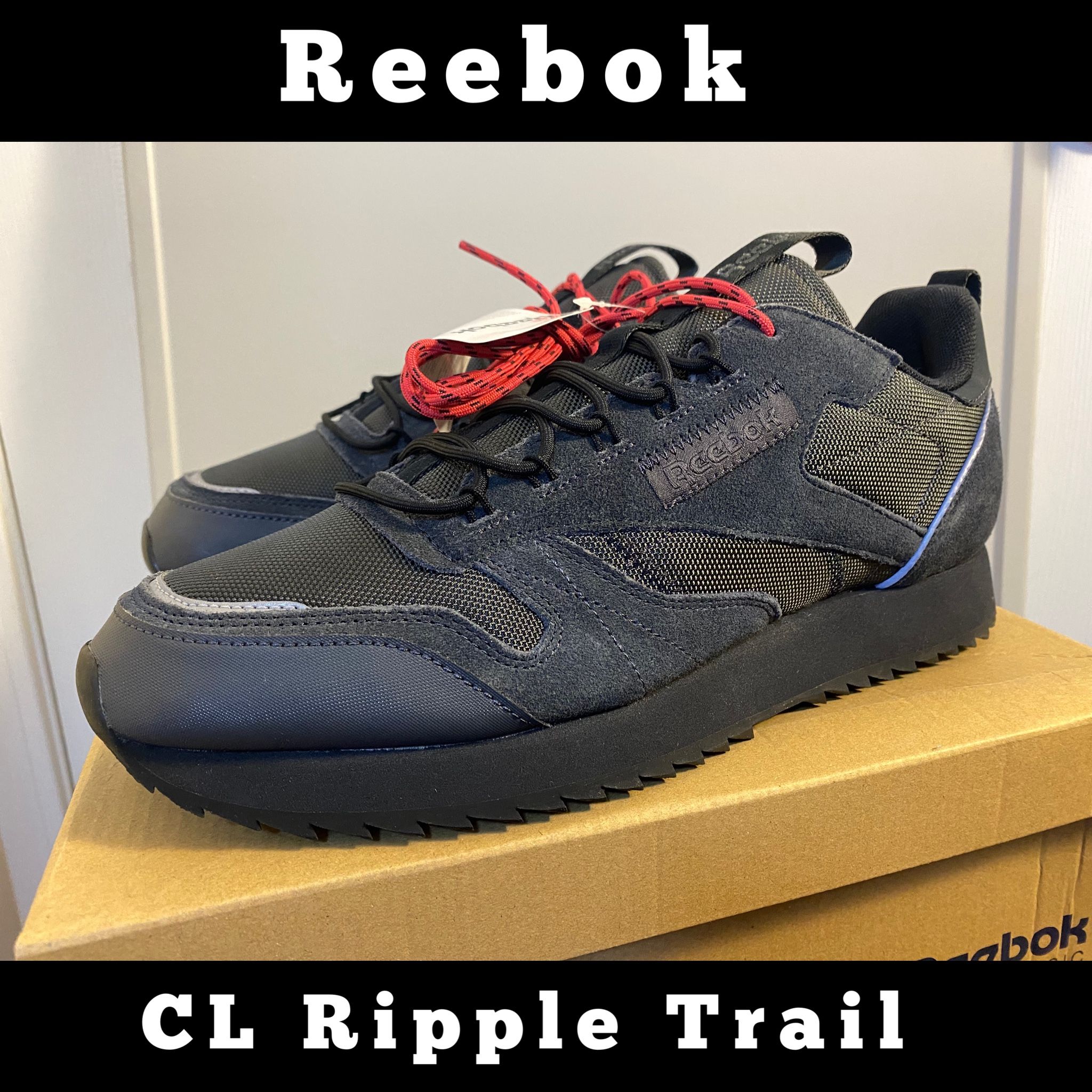 Reebok Mens Ripple Trail Grey/Black/Panton Running Shoes Size 10 New