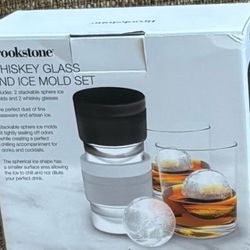 Brookstone Whiskey Glass And Ice Mold Set - New