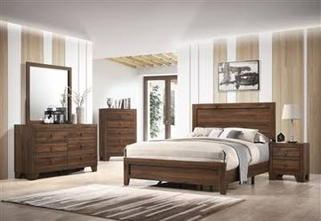 Brand new brown queen bedframe + dresser + mirror + nightstand 4PCs set