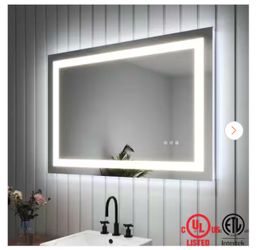 40 in. W x 30 in. H Rectangular Frameless Wall Anti-Fog LED Light Bathroom Vanity Mirror with Backlit and Front Light