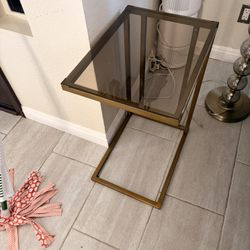 C Shaped Glass End Table