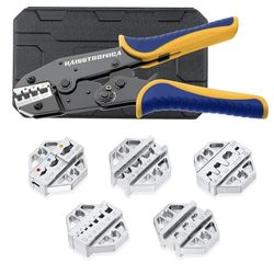 6PCS Crimping Tool Set - Ratchet Wire Crimping Tool for Heat Shrink,