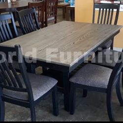 🚚 Free Delivery! 👍 $0 Down! Farmhouse 7 Pieces Dining Set