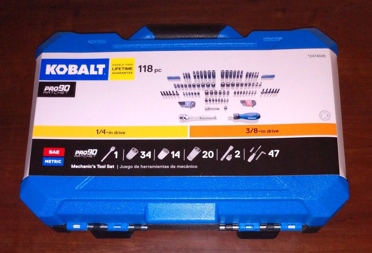 Kobalt 118pc Standard (SAE) & Metric Polished Chrome Socket Set -New