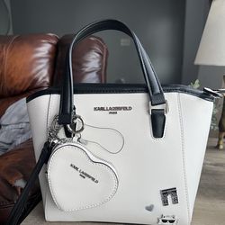Karl Lagerfeld Black and White Shoulder Bag