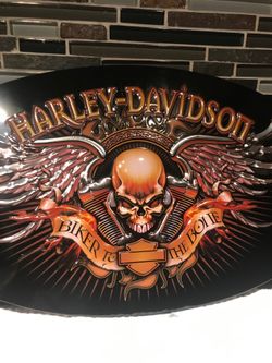 Harley Davidson Metal Sign Biker to the Bone motorcycle Wall Decor