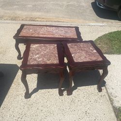 Table And End Table Rose Marble