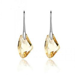 Yellow Citrine Teardrop Drop Dangle Hook Earring