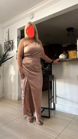 Satin One-Shoulder Maxi Dress with Slit