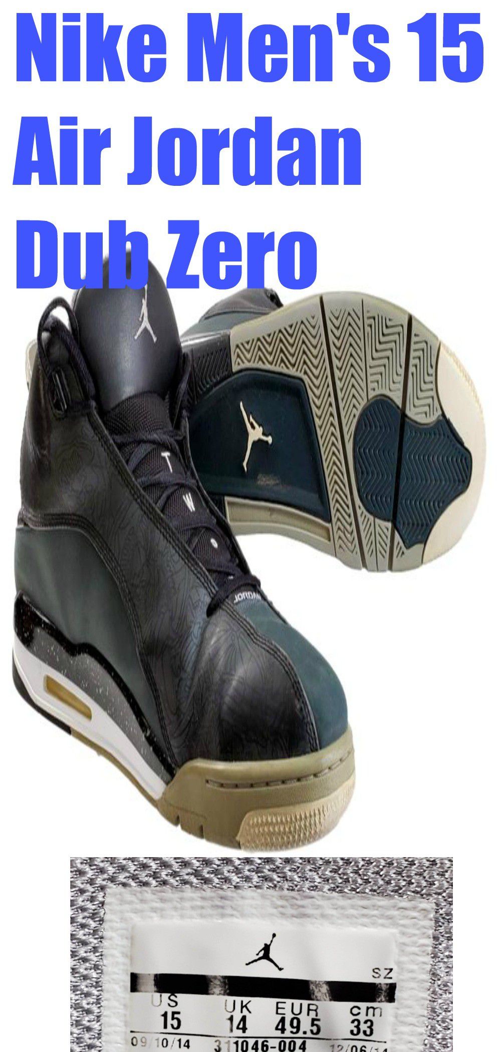 Nike Air Jordan Dub Zero Hybrid Men's 15 Basketball Shoes 311046-004 Black Gray