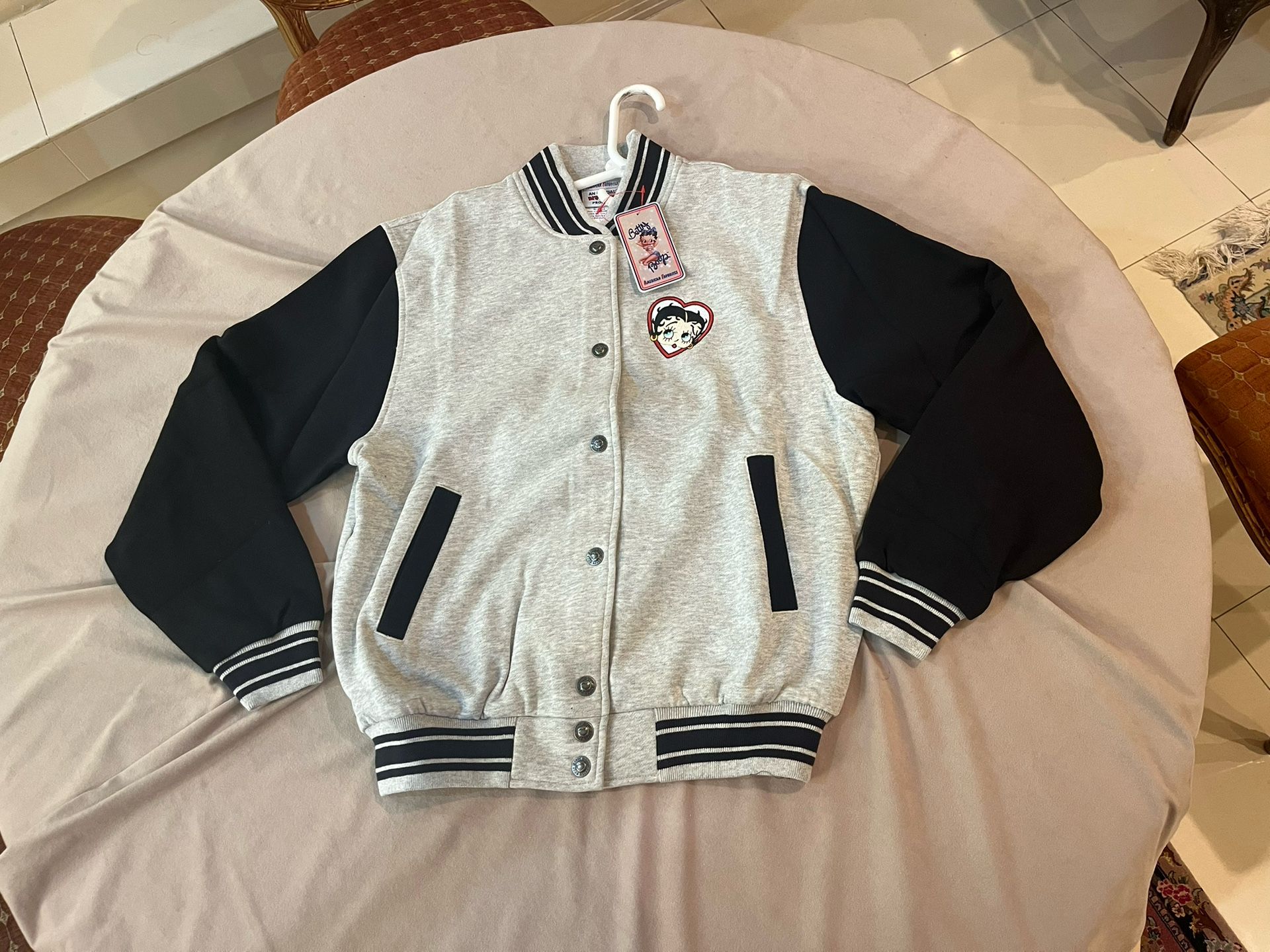 Near-Vintage Betty Boop Gray and Black Varsity Jacket