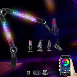 YOUSHARES Mic Arm Boom Arm - RGB Mic Boom Arm for Blue Yeti Mic, HyperX QuadCast QuadCast S SoloCast, Fifine AM8, Rode, Shure SM7B, MV7, Razer, Gaming