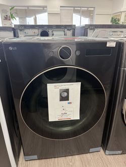 LG - 7.4 Cu. Ft. Stackable Smart Gas Dryer with Steam and Sensor Dry - Black Steel Model: DLGX6501B