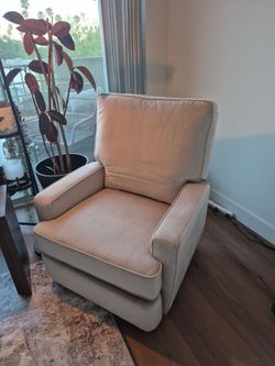 Baby Relax Addison Swivel Gliding Recliner - Beige: Modern Upholstered Foam, Wood Frame, Maximum Weight Capacity 225 Lb