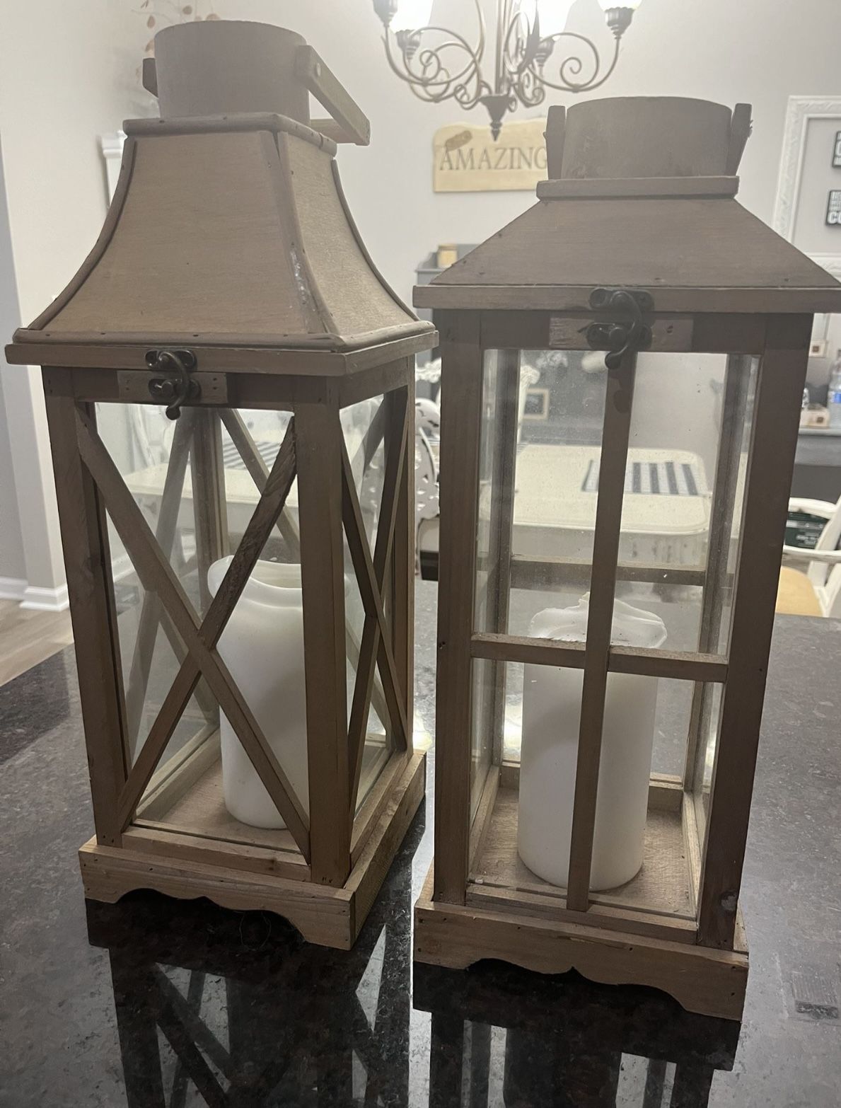 Candle Holders, Wood, Lantern Style