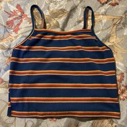 Navy and orange striped tank top