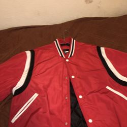 Red LCKR Varsity jacket 