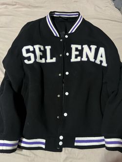 Selena singer black button up varsity jacket