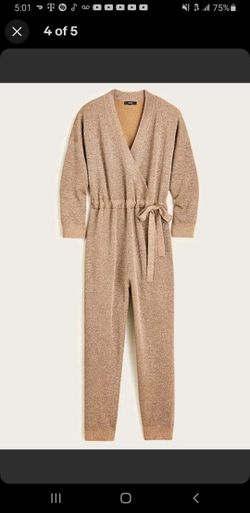J.Crew Women's Lurex Rose Gold Knit Jumpsuit With Tie M With Tags
