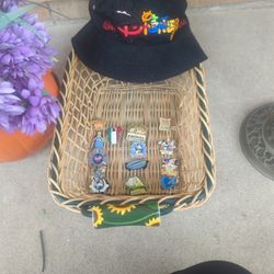 Vintage Disney Pins And Safari Bucket Hat
