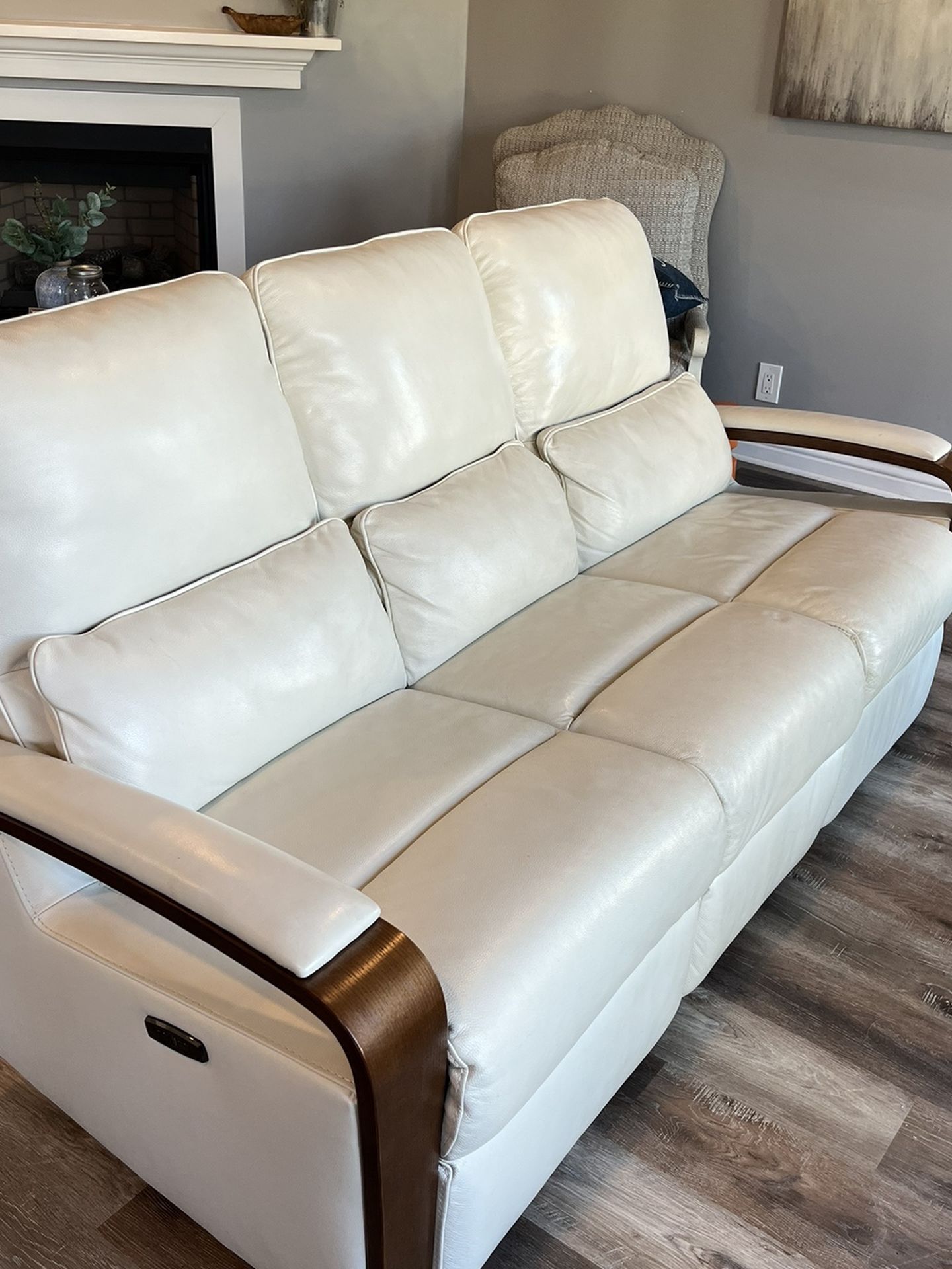 White, 80 Inch, Faux Leather Couch