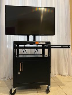 Philips 43” 4K UHD monitor with heavy-duty rolling AV/media cart