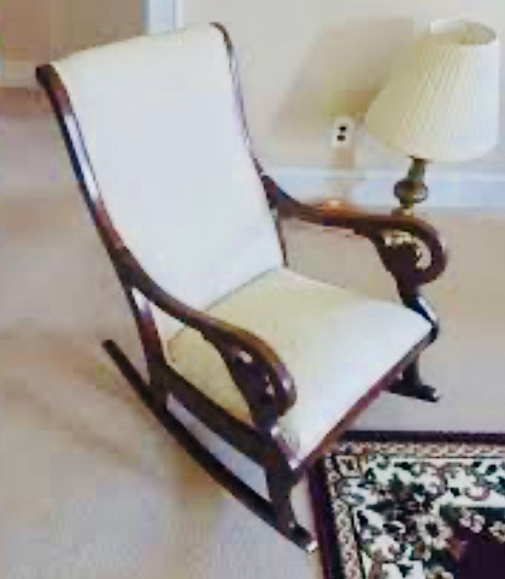 Fritto Wooden Rocking Chair Plush Upholstery Classic Design, extra pillow cousion.