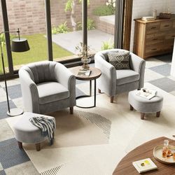 Set of 2 chairs with 2 ottomans