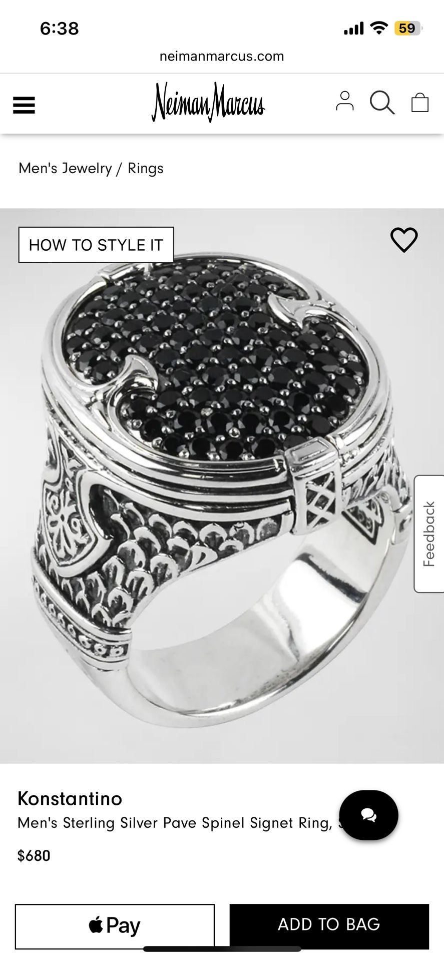 Konstantino Men’s Ring Size 10