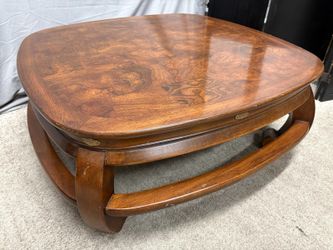 GORDONS FINE FURNITURE Vintage Ming Style Low Burl Top Square Coffee Table