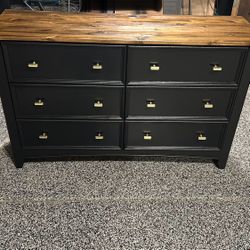 6 Drawer Wood Dresser.  55 Inches Long. 18 Inches Deep. 33 Inches Tall