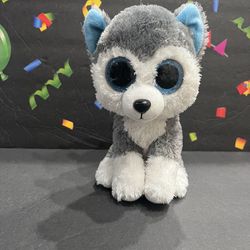 BEANIE BOO SLUSH THE HUSKY!! LARGE!!! 9 INCHES!  BY TY ADORABLE