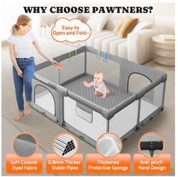 Large Foldable Playpen for Baby or Pet 71”Lx59”Wx27”H