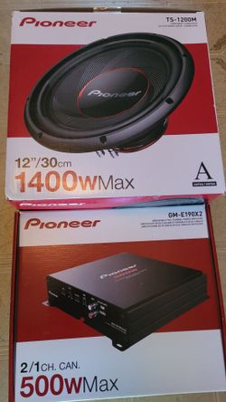 Pioneer.         Subwoofer.      12"              bass.         speaker.      1400w.         12s