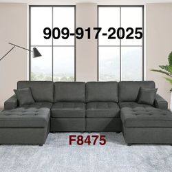 ASH BLACK OR DARK BLUE POLYFIBER SECTIONAL SOFA  