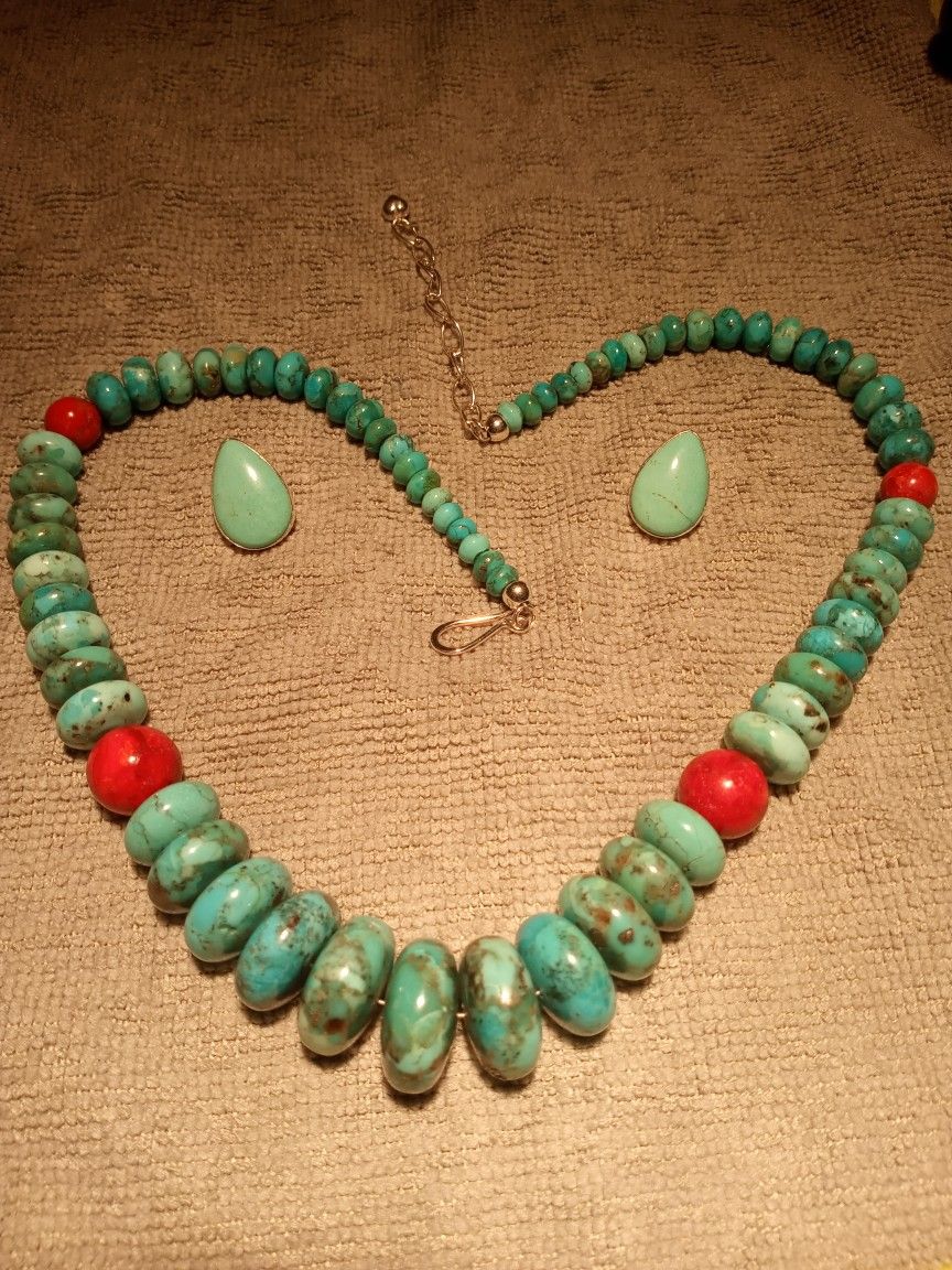 Turquoise Necklace & Earrings 
