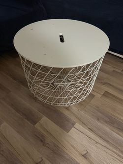 Round White Wire Frame Side Table