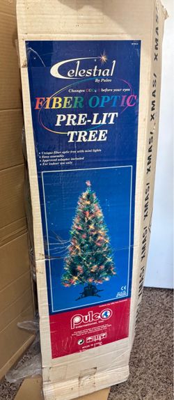 Fiber Optic Pre-Lit Christmas Tree, ornaments, villages lot - Good condition