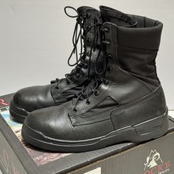 Men’s Leather ROCKY Hot Weather Safety Combat Boots 11 Reg Medium Steel Toe Military Black US Navy Nylon Work