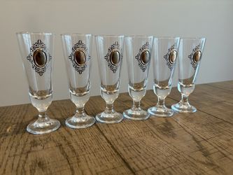 Footed Shot Glasses with Sterling Silver