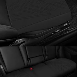 3-Pack Car Seat Cover Fit Model Y 2020-2023, Luxury Leather Model Y Bottom Seat Cushion Protector for Front Rear Seat Bench, Black