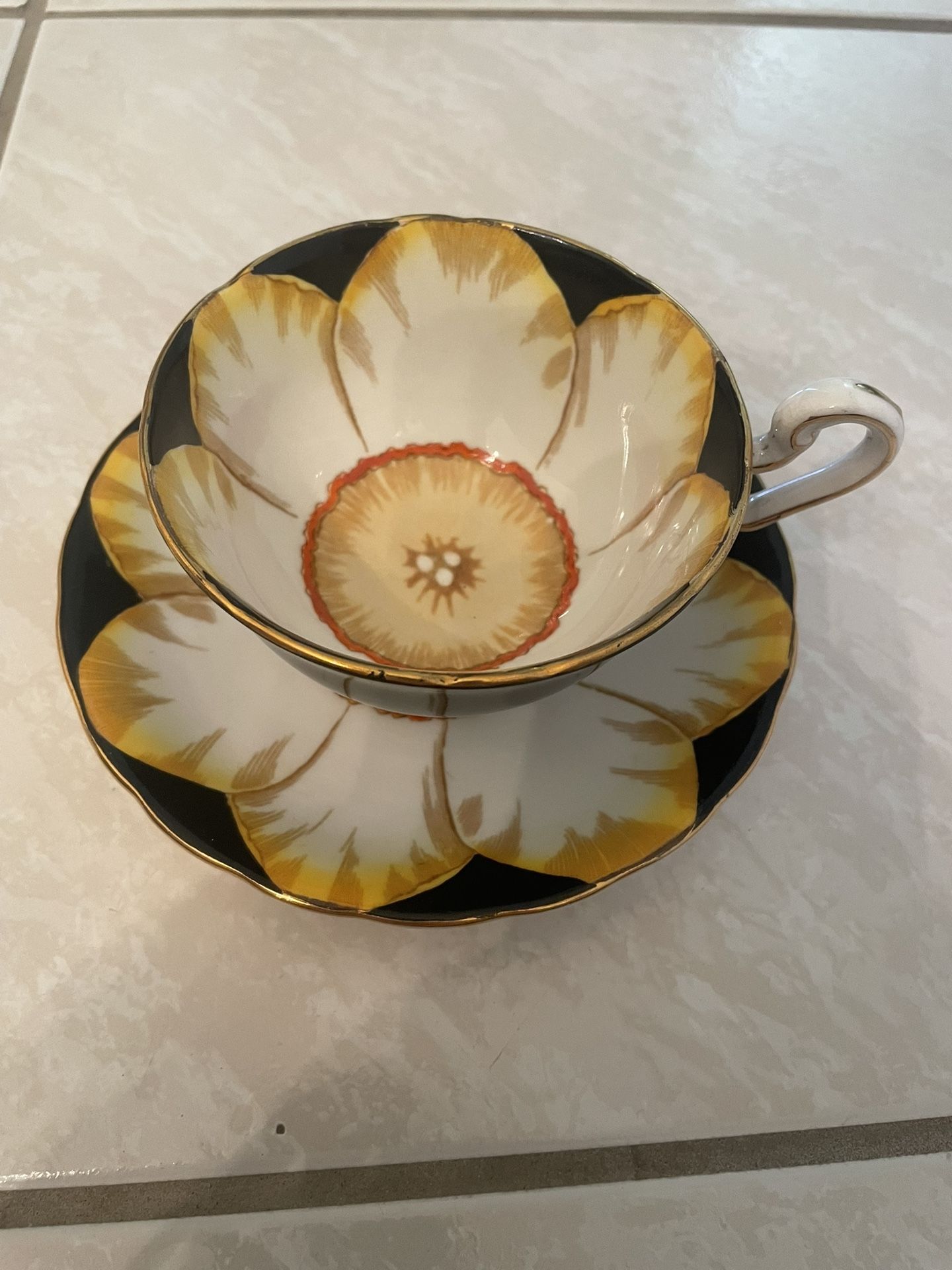 Antique Tea Cup And Saucer - Flower