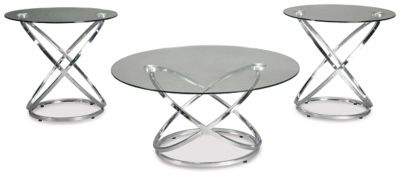 3PC 8MM GLASS TOP COFFEE TABLE SET