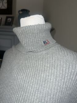 Vintage Polo Ralph Lauren Gray Turtleneck Ribbed Sweater