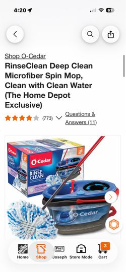 O-Cedar RinseClean Deep Clean Microfiber Spin Mop