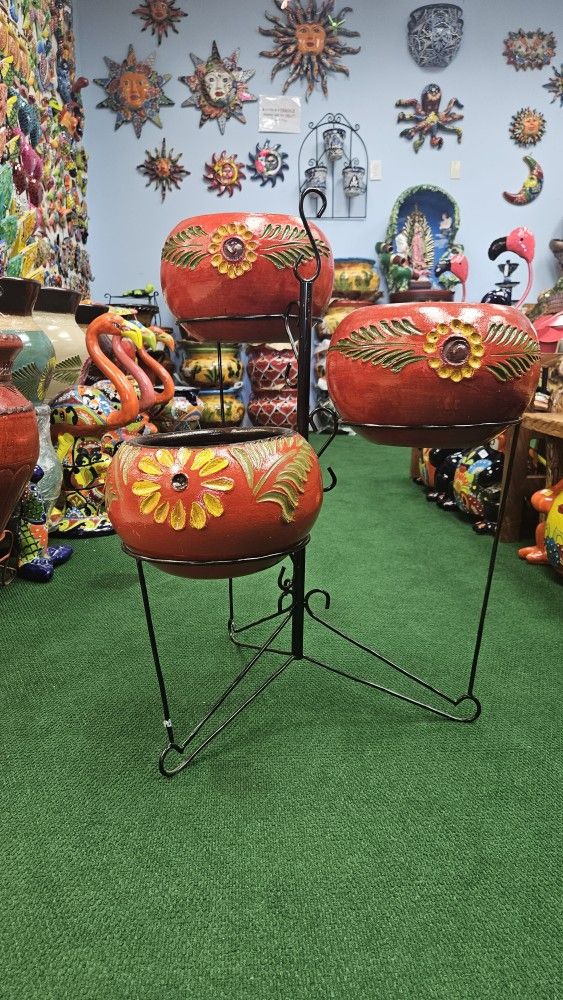 🇲🇽🪴Clay Pots with Metal Stand Included 🪴🇲🇽macetas de barro . 🇲🇽Talavera & Clay Pots Store In Norwalk Ca 🇲🇽 Open Every Day From 9am-7pm 