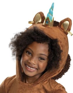 Halloween  Kids Afro Unicorn Jumpsuit Costume With Detachable Tail Size 3-4T