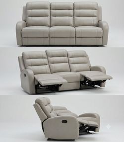 Kanes Beautiful Couch And Easy To Wipe - both corners Are Recliners